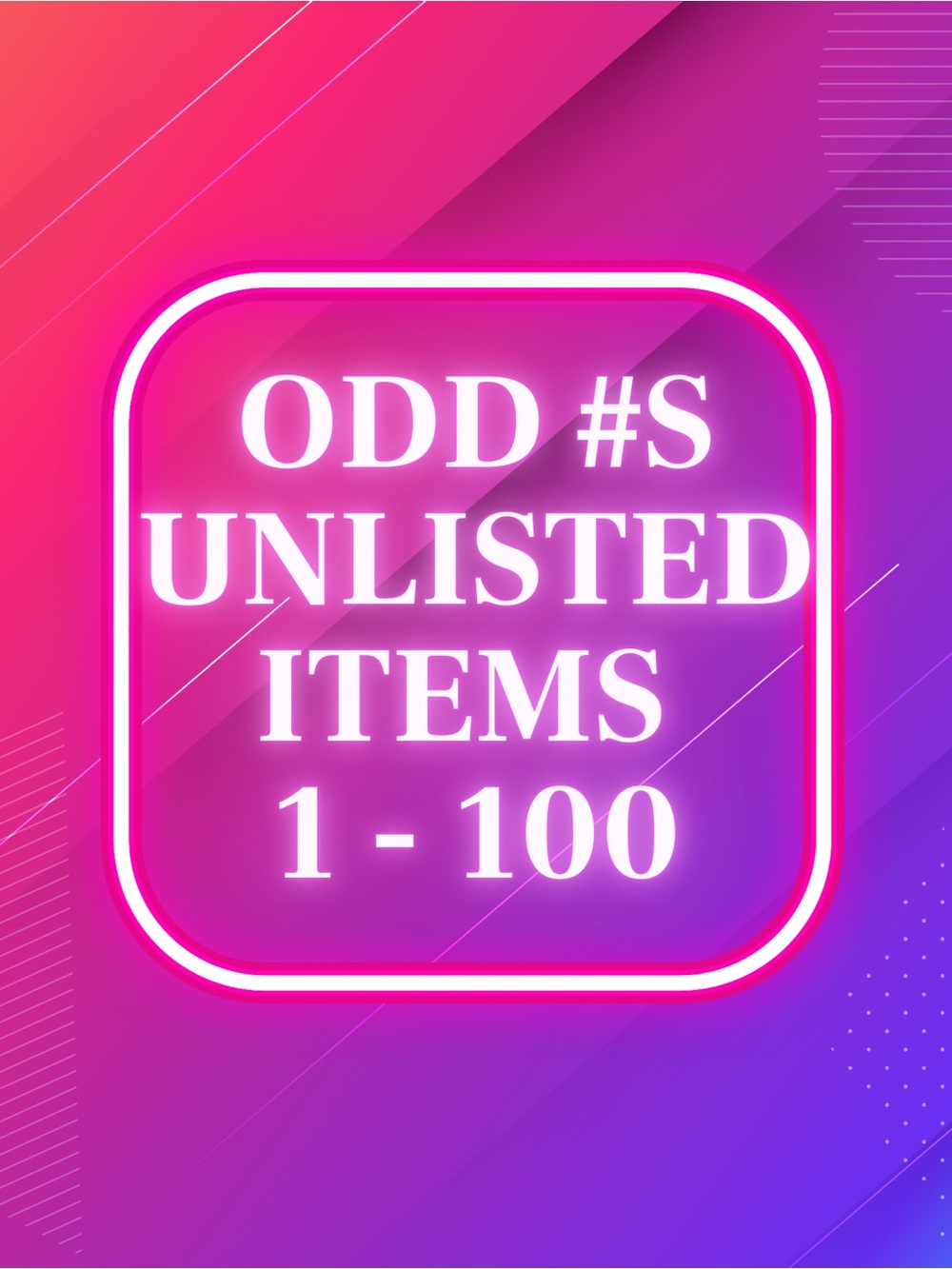 ODD #s 1-100 Monday 8/24/26